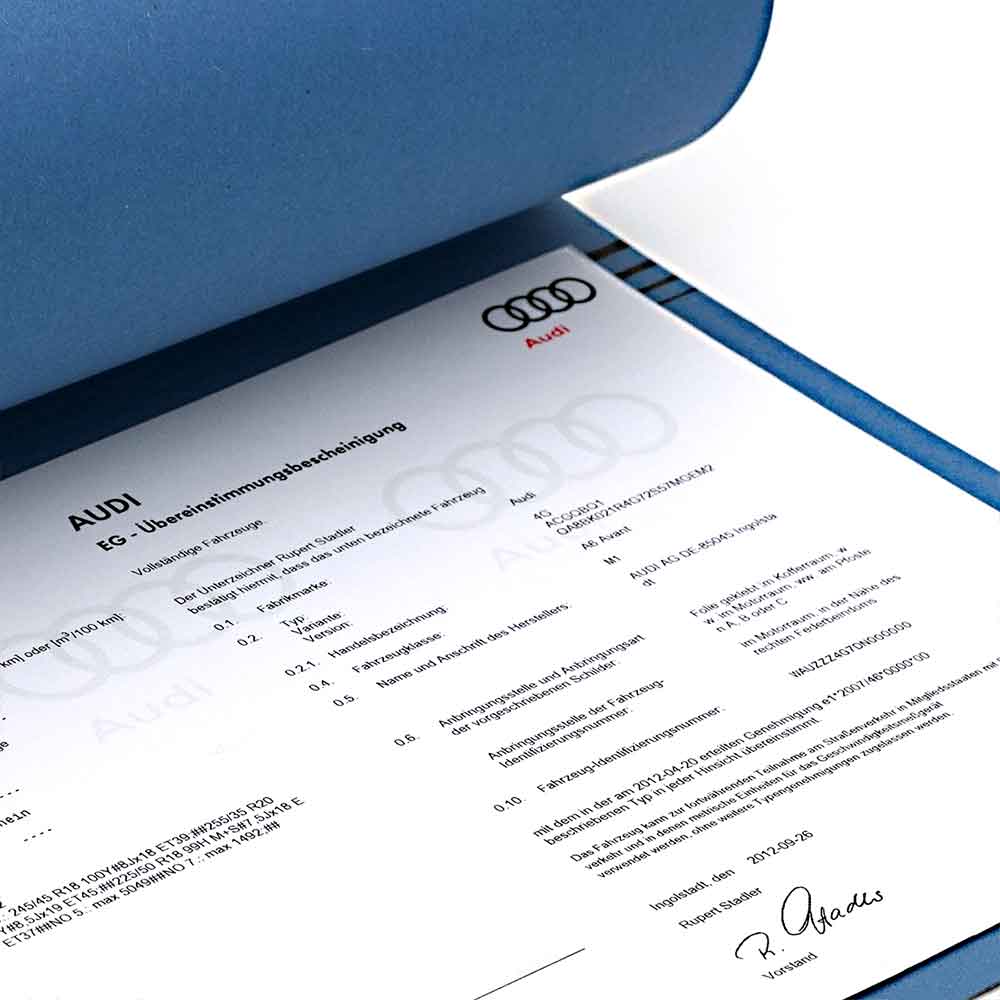 L’achat d’un véhicule Audi  et le certificat de conformité Audi