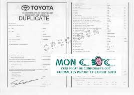 Obtenir un certificat de conformité pour Toyota 